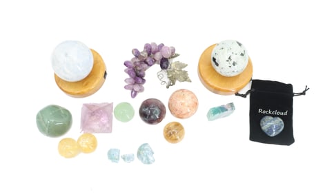 Assortment of 21 Polished Stones, Gem Clusters, and Healing Stones
