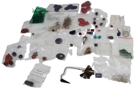 Collection of Bags of Various Rocks: Collection of Bags of Various Rocks. Ranging in colors and sizes. Largest Bag: 3 1/2 x 5 in.