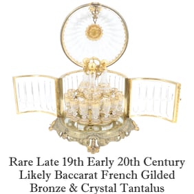 Rare Late 19th Early 20th Century Likely Baccarat French Gilded Bronze & Crystal Tantalus