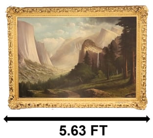 John Joseph Englehart (1867-1915) American, "Indian Encampment in Yosemite Valley" Oil on Canvas