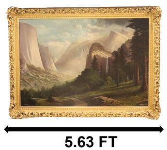 John Joseph Englehart (1867-1915) American, "Indian Encampment in Yosemite Valley" Oil on Canvas: John Joseph Englehart (1867-1915) American, &quot;Indian Encampment in Yosemite Valley&quot; Oil on Canvas signed lower right.&nbsp;A very large oil on canvas in its original frame. Englehart&#39;s pa