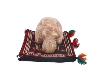 Chris MacAndrew (21st Century) American, Carved Alabaster Figurine and Balouch Salt Bag "Sorrow"