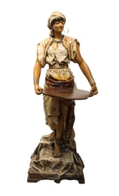 Antique German Large Terracotta Arabian Slave Girl Statue