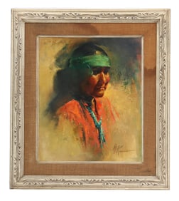 Maxine Stevens Sunderman Runci (1915–1977) American, Oil on Canvas Portrait
