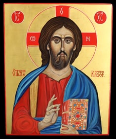 Laris Seklitova Contemporary Russian Orthodox Icon, Christ Pantokrator