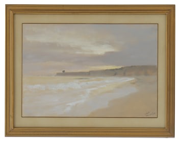 Lockwood De Forest (1850-1932), American, Sana Barbara Beach, Oil on Paper on Board