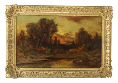 Attributed to Charles P. Appel (1857-1928) American, Oil on Canvas Landscape at Sunset