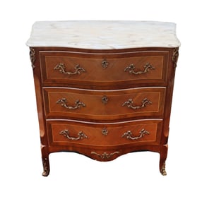 Early 20th Century Marble Top Louis XV Style Bombe Chest Made in Spain