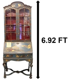 Vintage Chinoiserie Painted Fall Front Secretary 20th Century