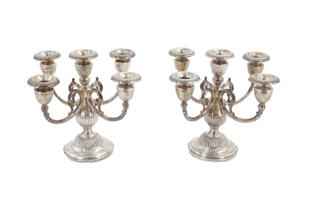 (2) British Weighted Sterling Candelabras