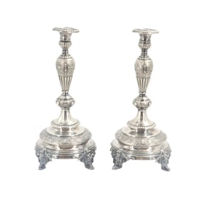 (2) British .800 Silver Candlesticks