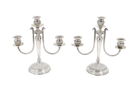 (2) European Weighted .800 Silver Candelabras