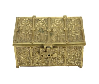 Antique German Erhard & Söhne Gothic Revival Brass Casket Box