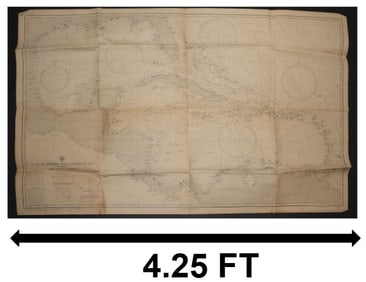 1942 Naval Map of the Gulf of Mexico and West Indies