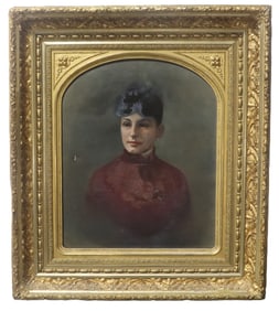 Ornately Framed Newer Oil Portrait on Canvas of a Woman - AS IS