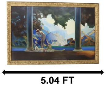 Large Oil on Canvas Painting "Daybreak" After Maxfield Parrish