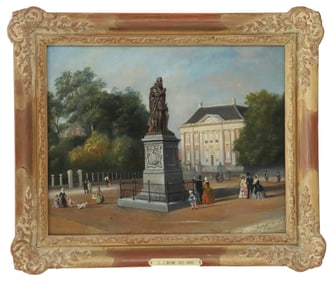 C.J. Behr (1812-1895) Dutch, Oil on Canvas Architectural Landscape