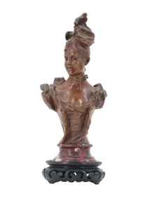 After Victor Bruyneel (Born 1859) Belgian, Art Nouveau Bronze Bust of a Noblewoman