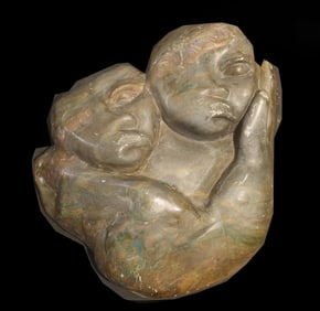 African Carved Stone Sculpture of a Man and Woman