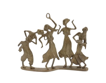 Vintage Copper and Bronze Figural Sculpture, "Miriam Leads the Dancing People"