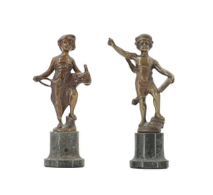 O. Opitz (20th Century) German, (2) Bronze Statuettes with Marble Bases
