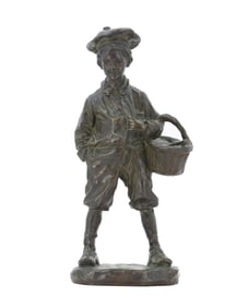Jose Cardona (1878–1923) Spain, Bronze Sculpture of a Boy with Basket