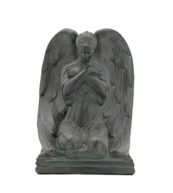 George R. Brill (1867-1918) American, 1916 Bronze Clad Kneeling Angel Sculpture