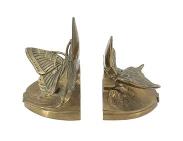 (2) Bronze Butterfly Bookends