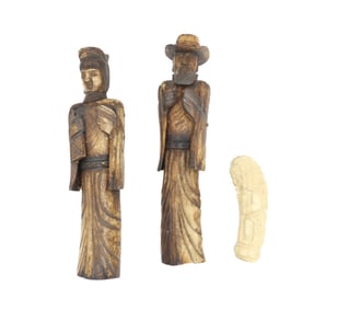 (3) Carved Bone Figurines