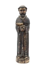 Antique Hand Carved Wood Figure of St. Francis