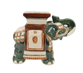 Chinese Painted Ceramic Elephant Planter