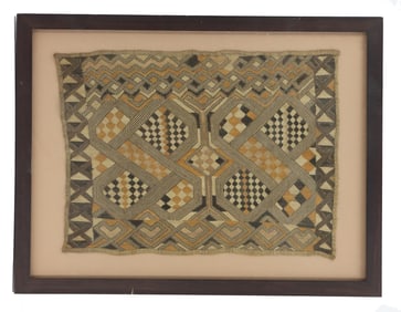 Framed Vintage Central African Kuba Cloth Skirt