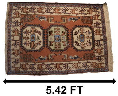 Long Persian Meshkin Wool Rug: Long Persian Meshkin Wool Rug.&nbsp; Condition: Excellent.&nbsp; Size:&nbsp;65 x 43 1/2 in.&nbsp; Meshkin rugs are coarsely woven Persian carpets from the Heriz region of northwest Iran, noted for the