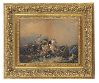 Vintage Framed Embellished Etching of King Harold's Death at the Battle of Hastings