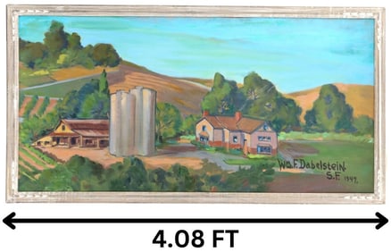 William F Dabelstein (1884-1979) California Winery Signed Oil on Canvas Painting
