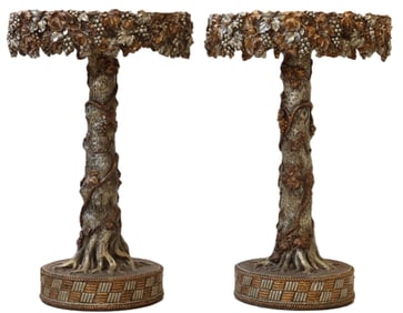 Pair of Classical Stylized End Tables In The Form Of A Tree