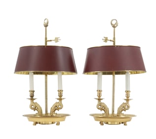 Pair of Brass Fish Style Table Lamps