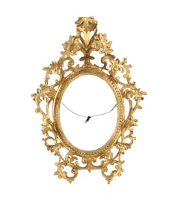 Carved Gilt Wood Wall Hung Oval Picture Frame