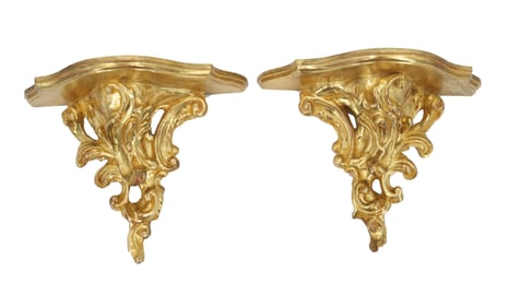 (2) Florentine-Style Gilt Molded  Wall Shelves
