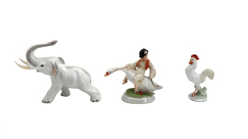 (3) Herend Porcelain Figurines