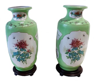 (2) Large Chinese Famille Rose Porcelain Floor Vases