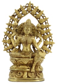 19th Century Nepalese Gilt Bronze Statue of Lakshmi