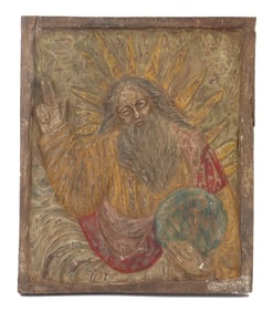 Antique Russian Orthodox Bronze Icon, God the Father