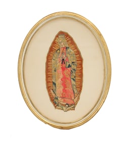 Our Lady of Guadalupe Oval Needlepoint Display