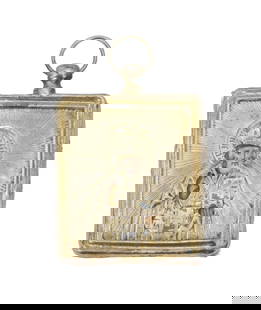 Small Russian Silver Icon Pendant: Small Russian Silver Icon Pendant. Small Russian silver pendant with the visage of Saint Nicholas, with radiant halo. Saint Nicholas, a 4th-century bishop of Myra in what is now Turkey, is revered as