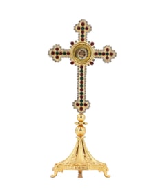 Antique Brass Jeweled Reliquary of the True Cross