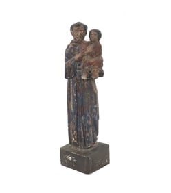 Spanish Colonial Carved Wood Santos Statue, St. Anthony of Padua