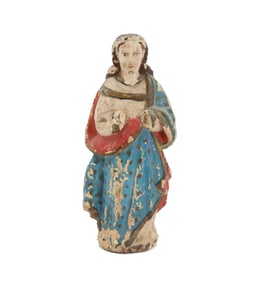Antique Carved Wooden Religious Figurine