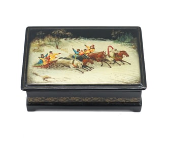 Vintage Russian Possibly Fedoskino School Lacquer Box