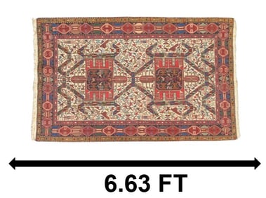 Very Long Pakistani Tribal Balochi Wool Rug with Animal Motifs